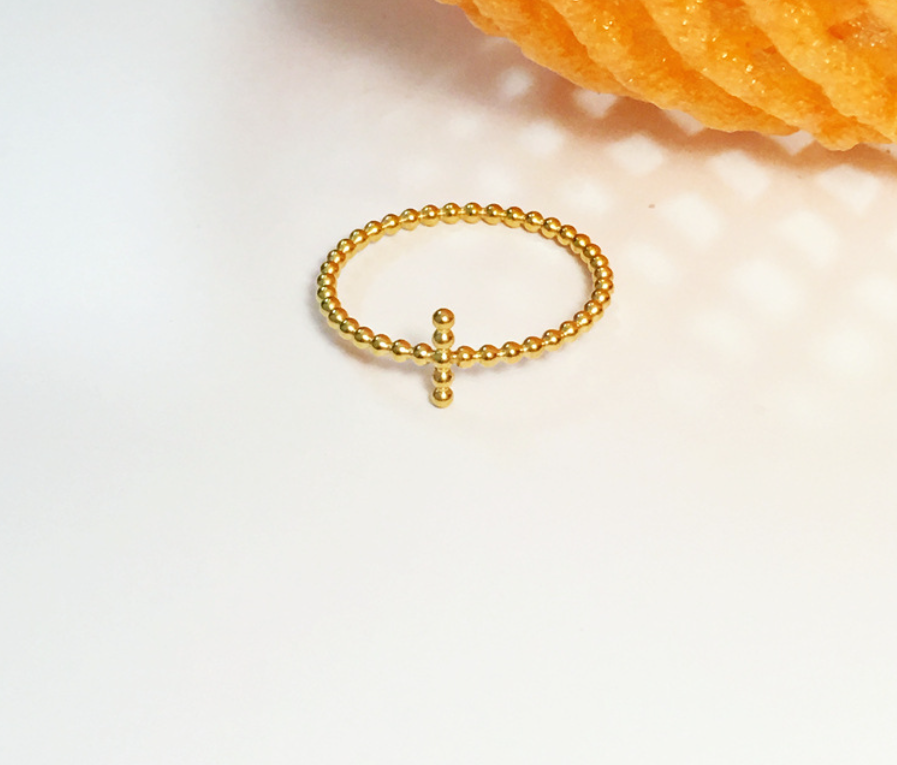 Small Beads Cross Ring