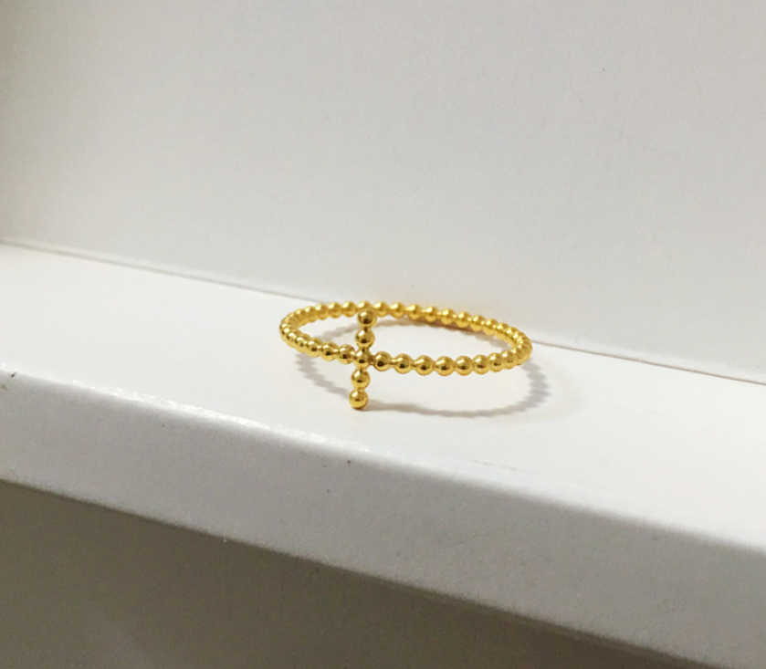 Small Beads Cross Ring