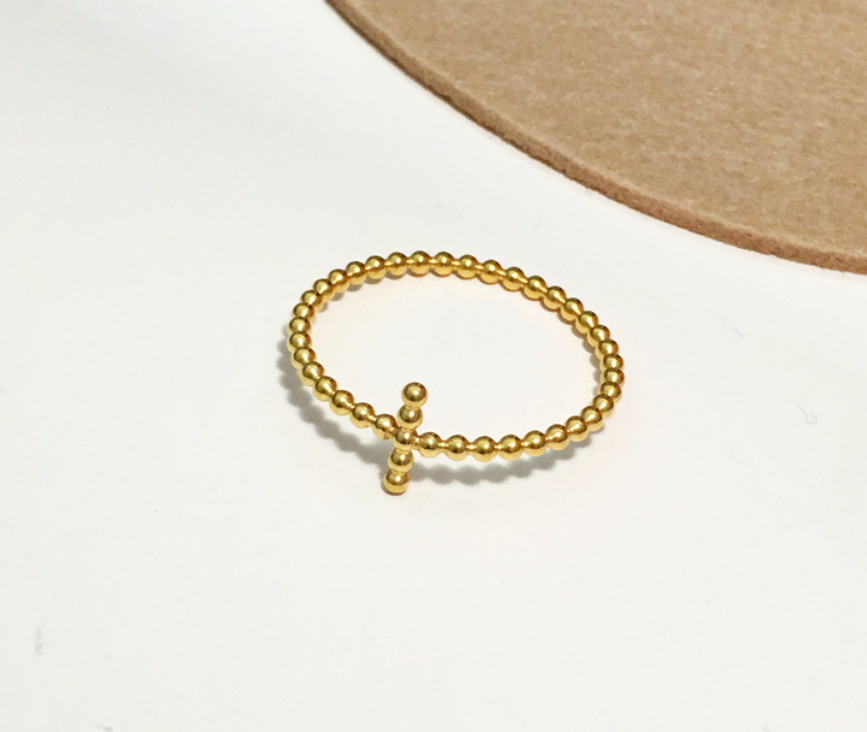 Small Beads Cross Ring