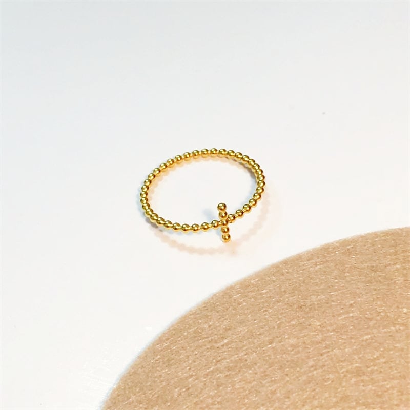 Small Beads Cross Ring