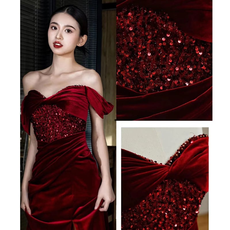Fishtail Wine Red Dress Image 6