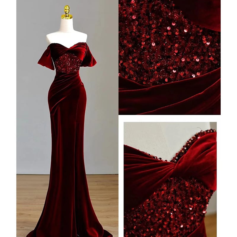 Fishtail Wine Red Dress Image 5