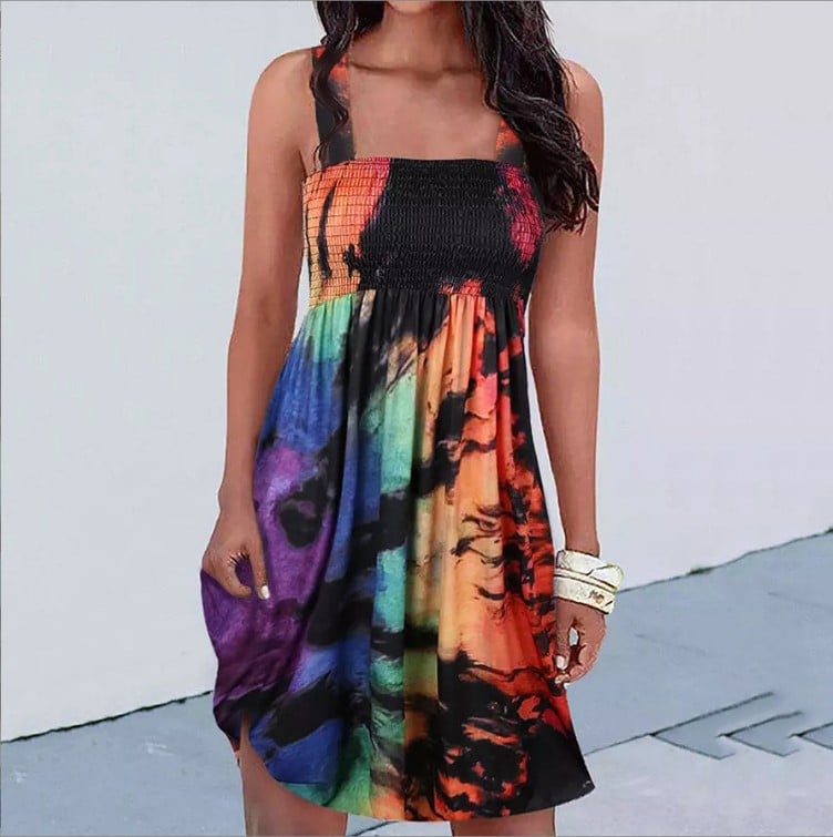 Fashion Printing Sexy Suspenders Dress Image 7