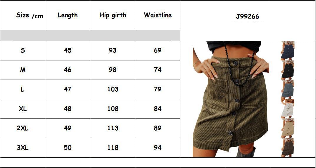 Women's High Waist Versatile Corduroy Skirt