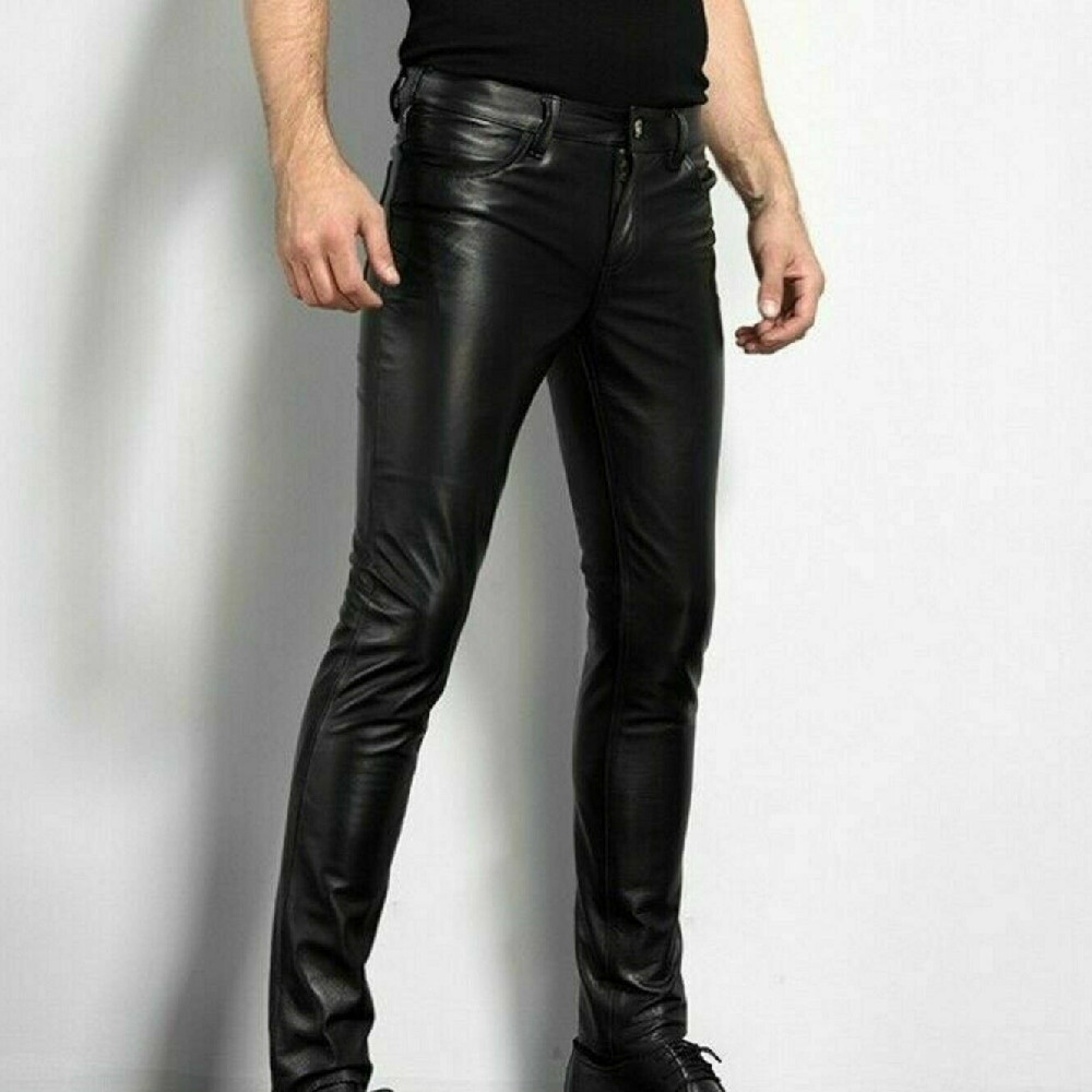 Fashion Men's Long Leather Pants - Image 2