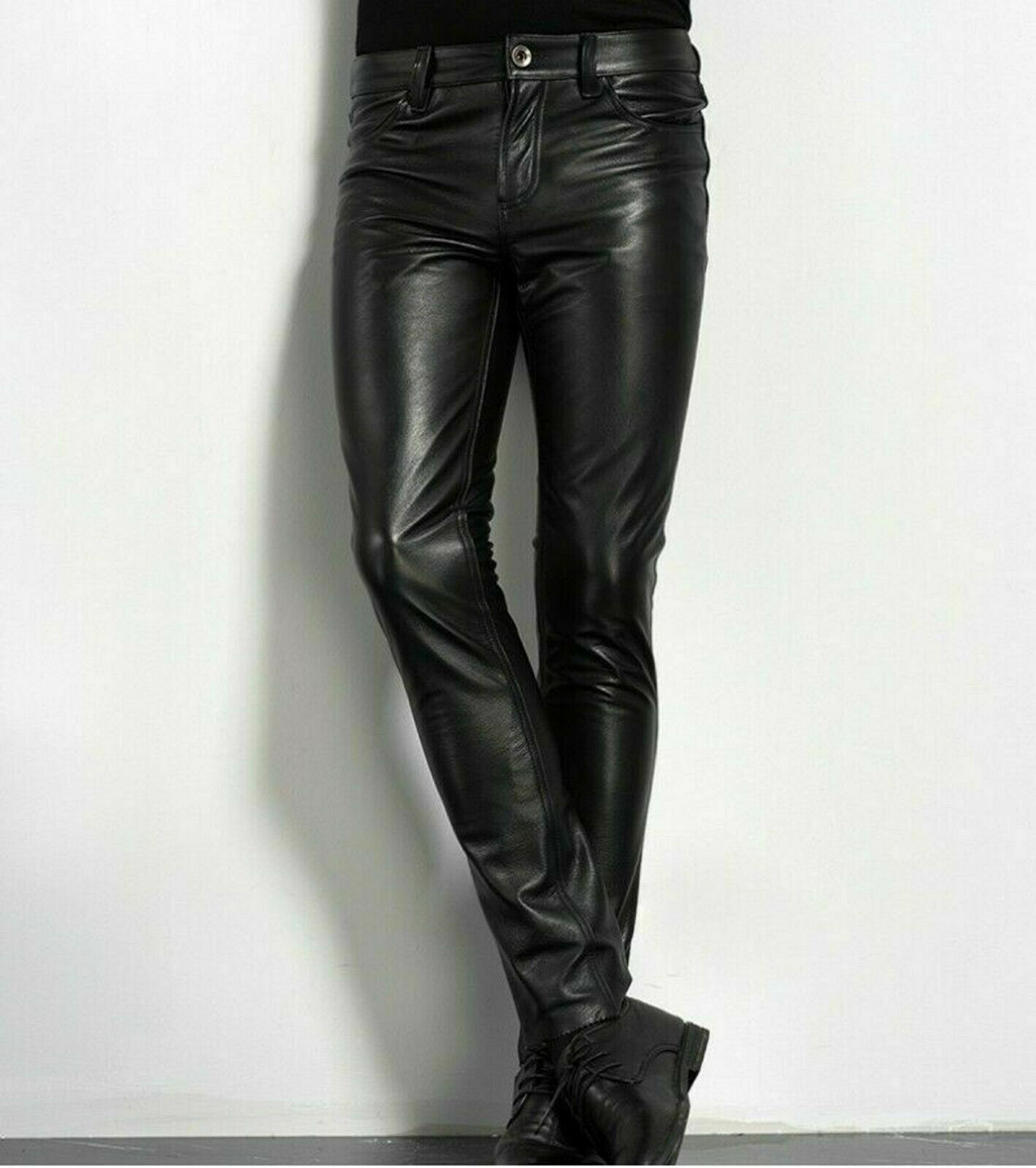 Fashion Men's Long Leather Pants - Image 6