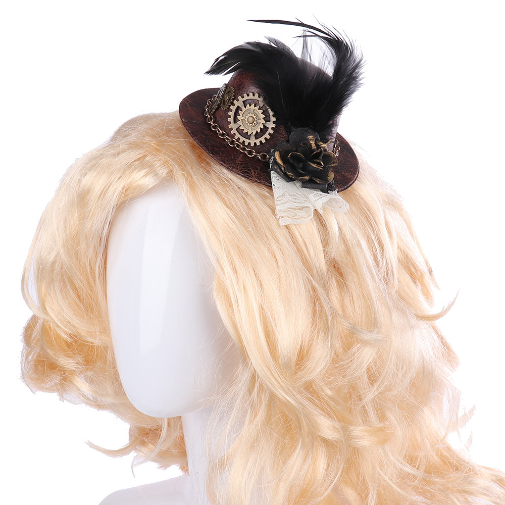 Gothic Mini Top Hat with Feather