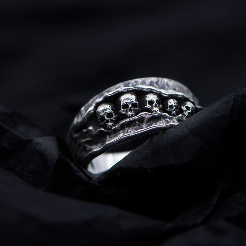 Five-headed Abalone Skull Ring Image 5
