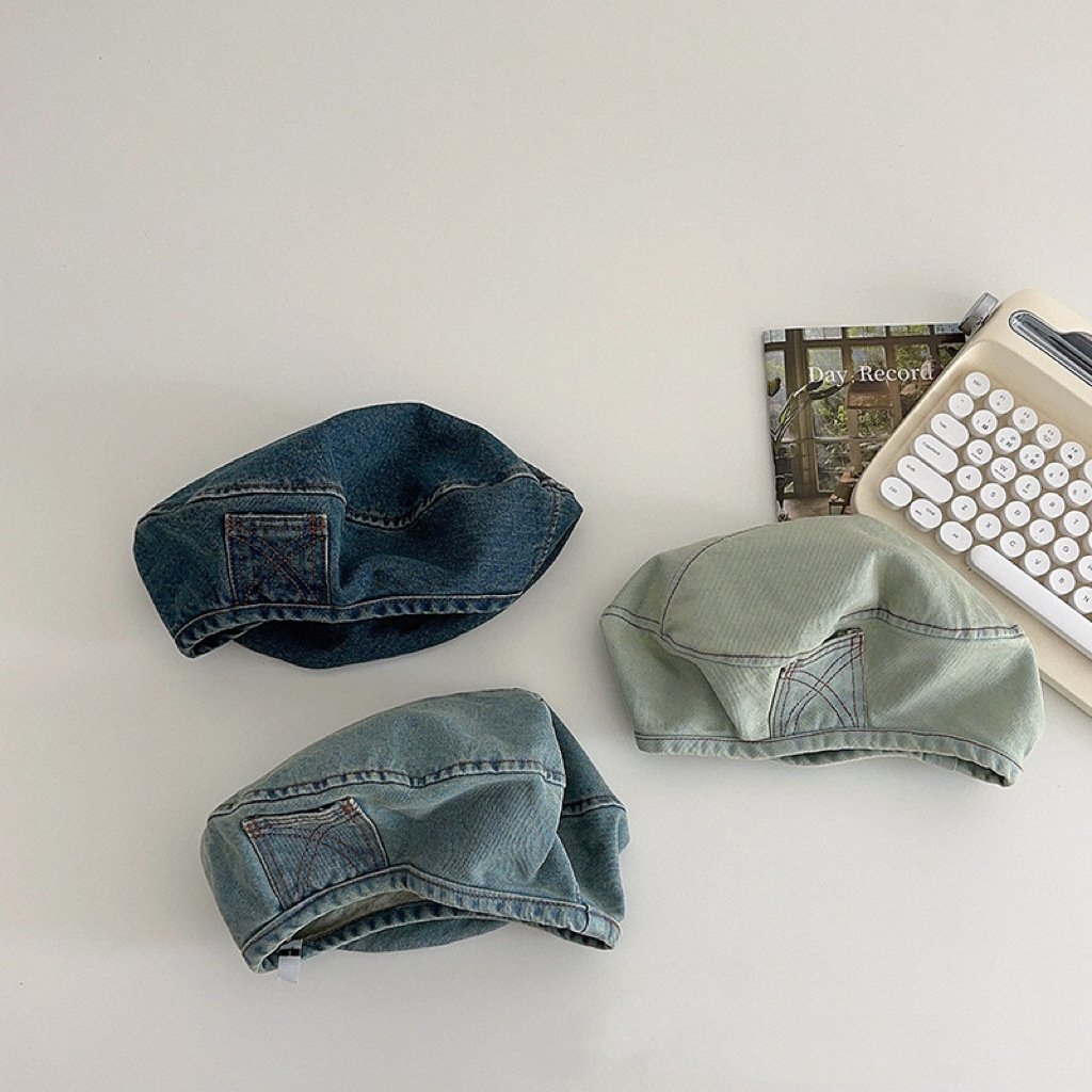 Children's Denim Beret Blue