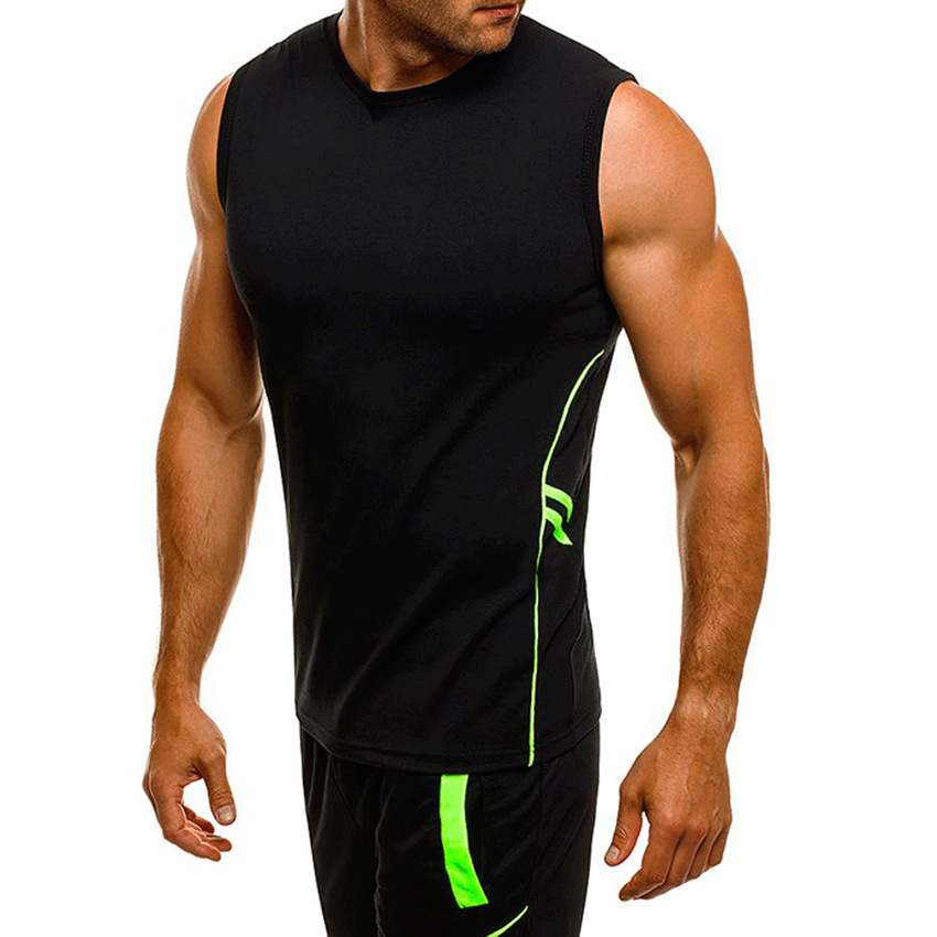 Quick-drying men's sleeveless T-shirt suit