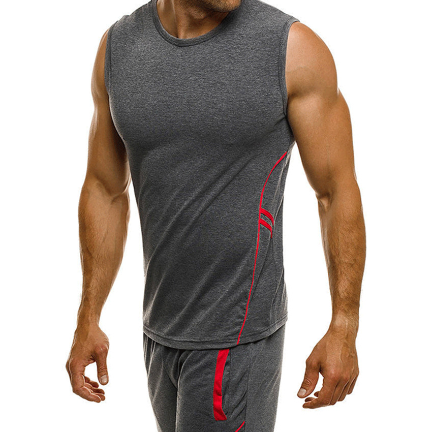Quick-drying men's sleeveless T-shirt suit