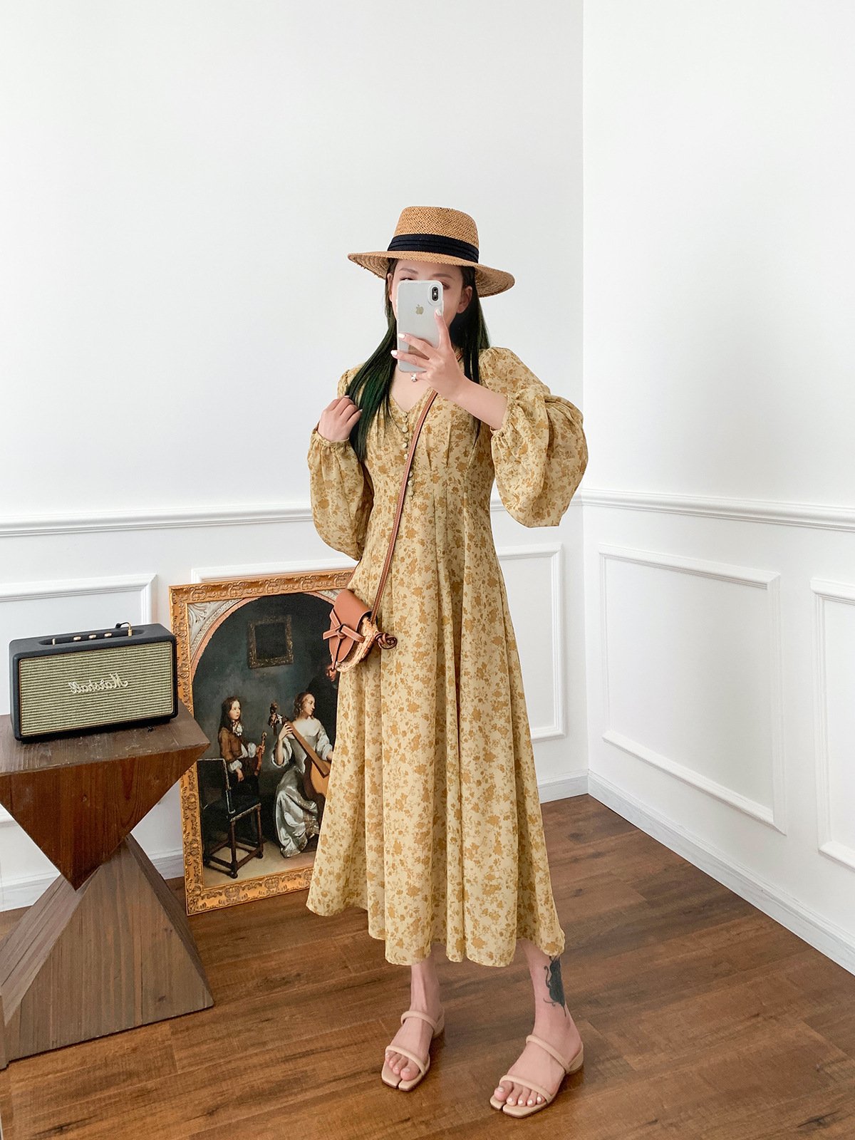 Yellow Floral Dress Image 4