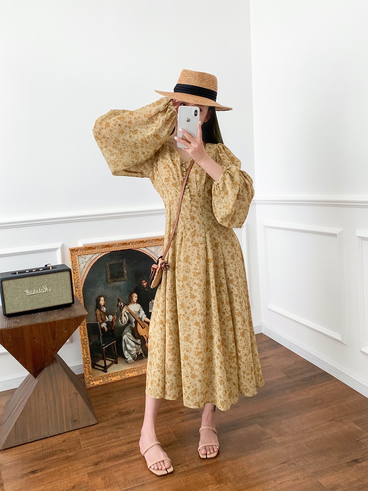 Yellow Floral Dress Image 7