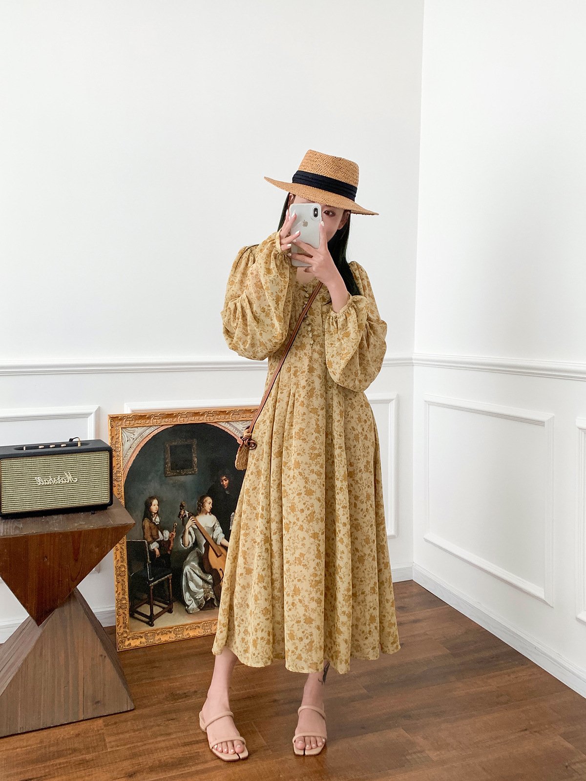 Yellow Floral Dress Image 9