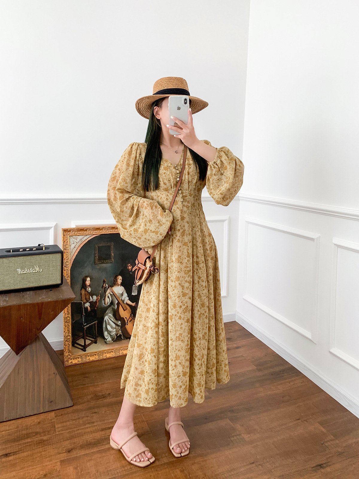 Yellow Floral Dress Image 13