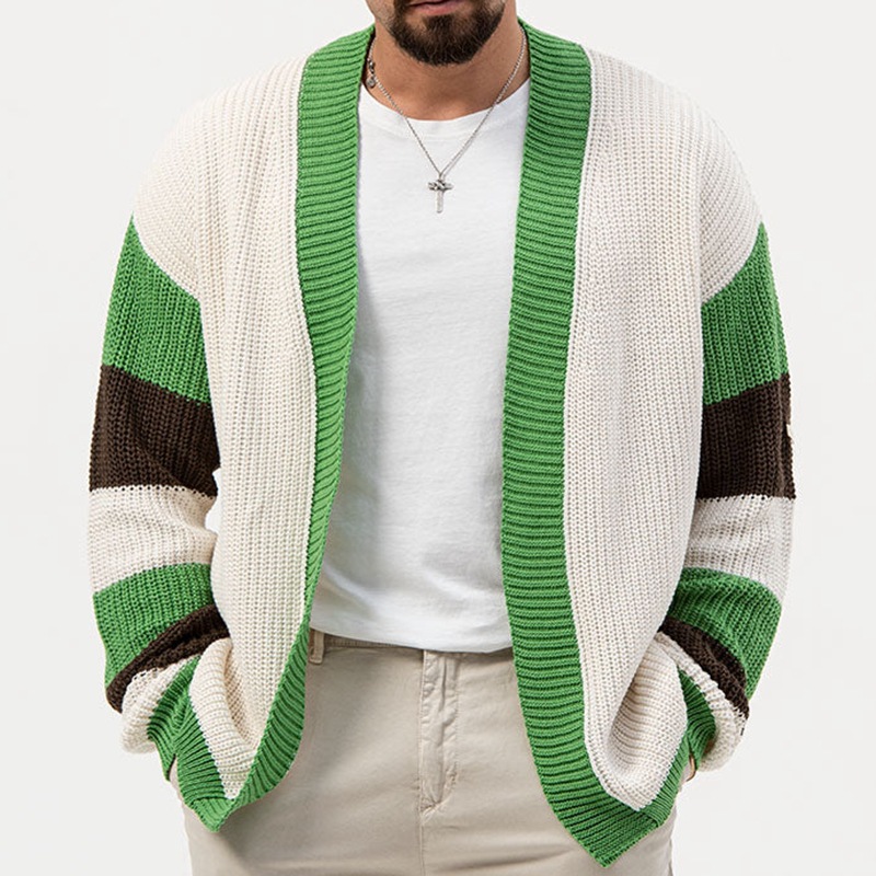 Loose Contrast Color Woolen Cardigan Jacket Image 6