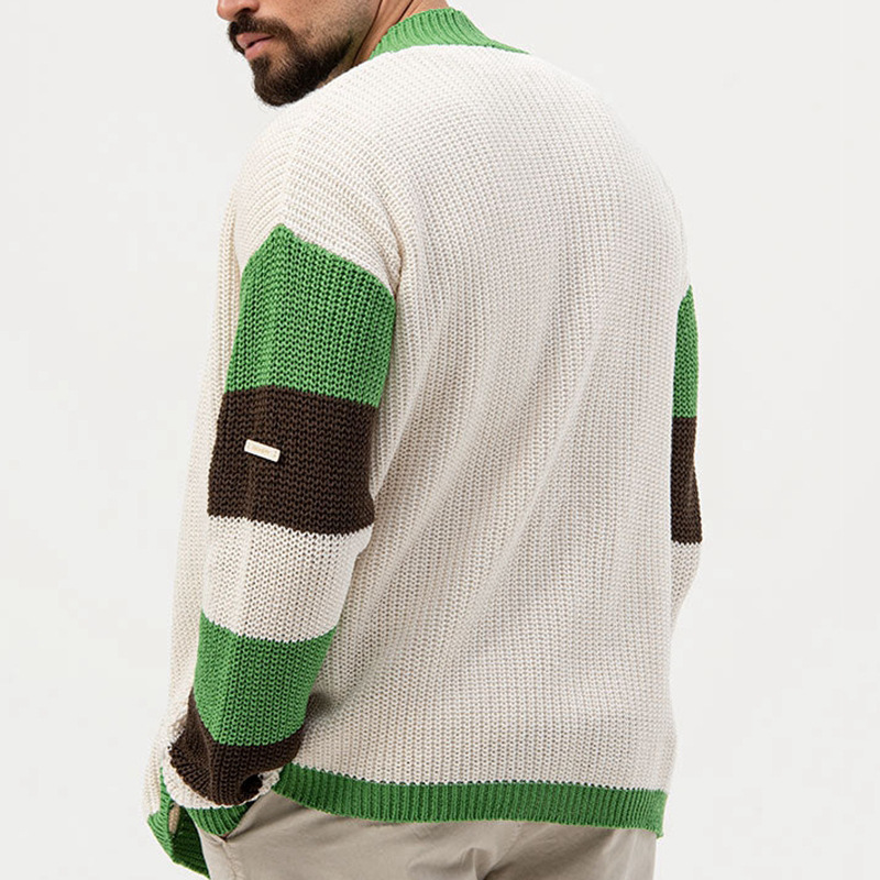 Loose Contrast Color Woolen Cardigan Jacket Image 3