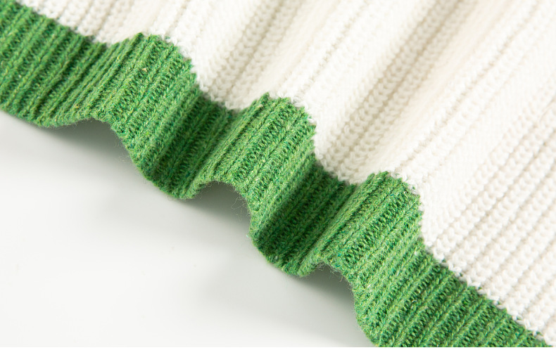 Loose Contrast Color Woolen Cardigan Jacket Image 7
