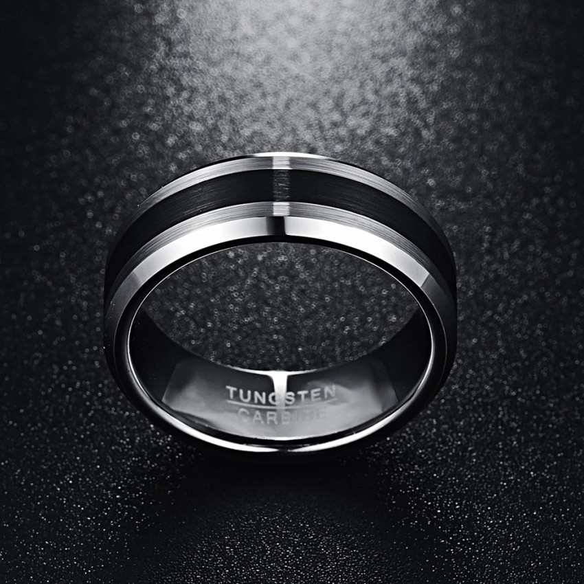 Surface Brushed Black Men's Ring