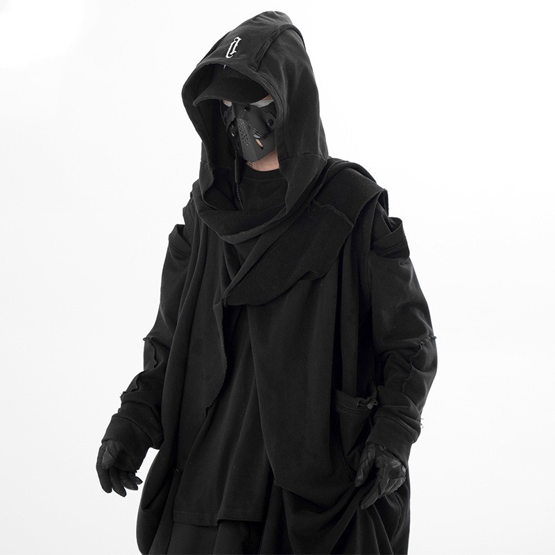 Men's Hooded Work Clothes Top - Black