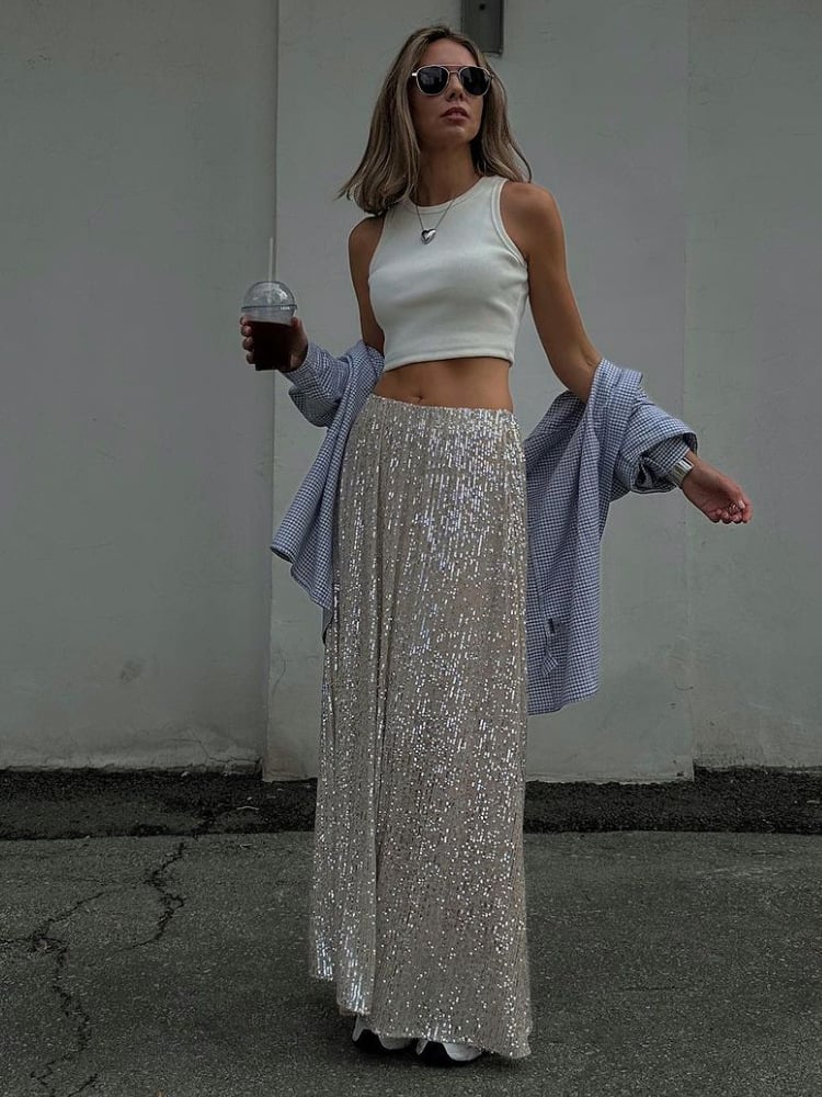 Silver Sequined Skirt 2