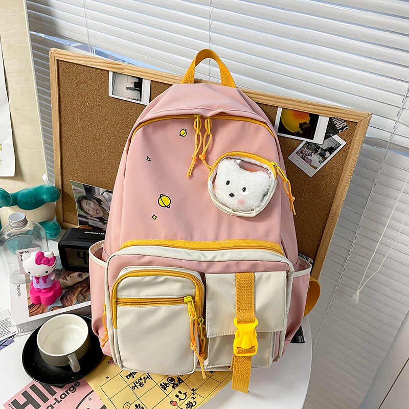 Korean Version Junior High School Student Schoolbag - Pink