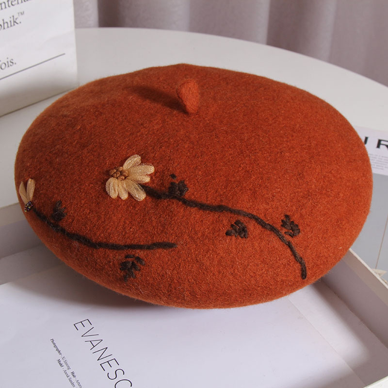Vintage Pumpkin Embroidered Flower Hat Image 5