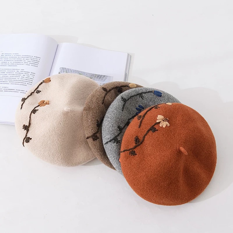 Vintage Pumpkin Embroidered Flower Hat Image 3