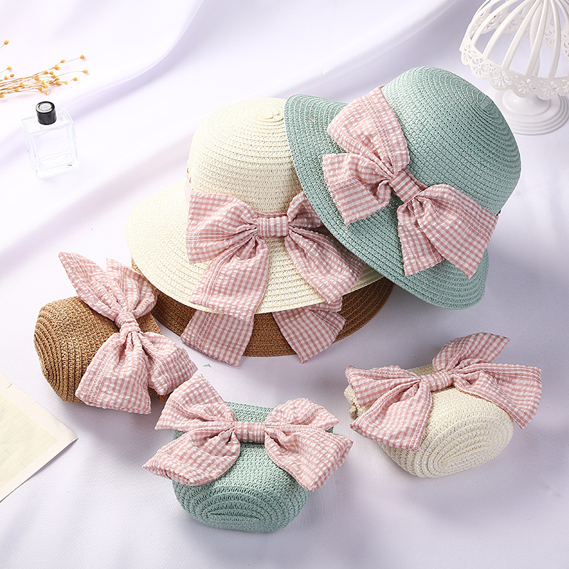 Girls Big Bow Straw Hat