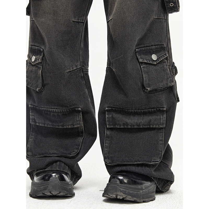 Multi Pocket Vintage Wide Leg Jeans