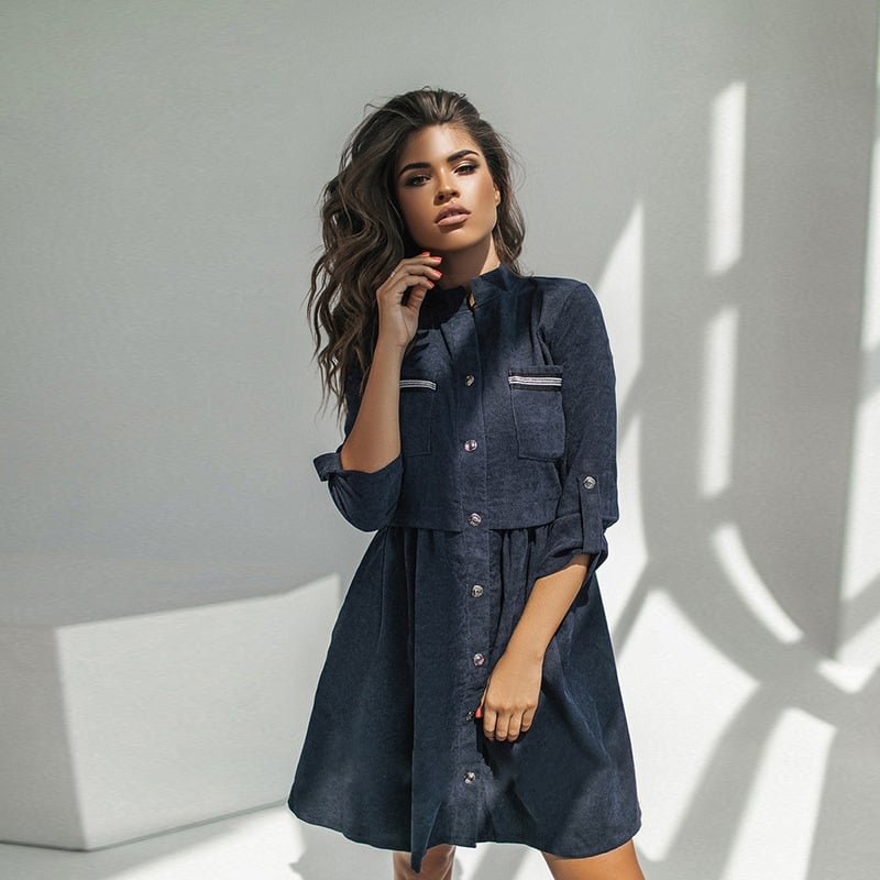 Women's Single Breasted Casual Dress 2