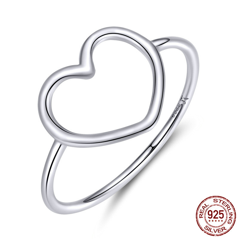 Hollow Plain Heart Ring 4