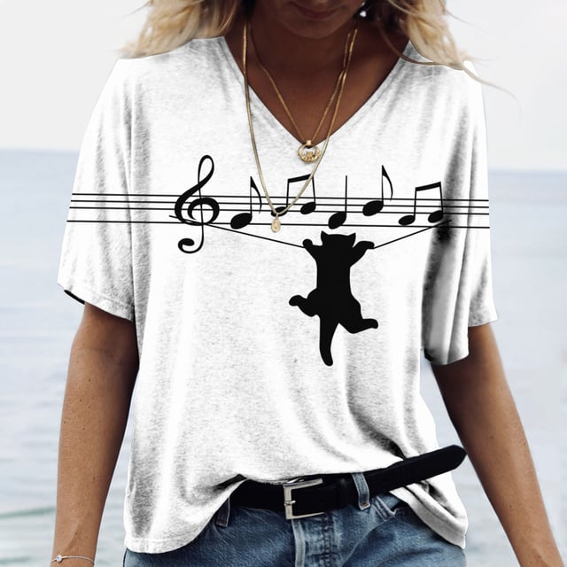 Cute Cat Print T-shirt