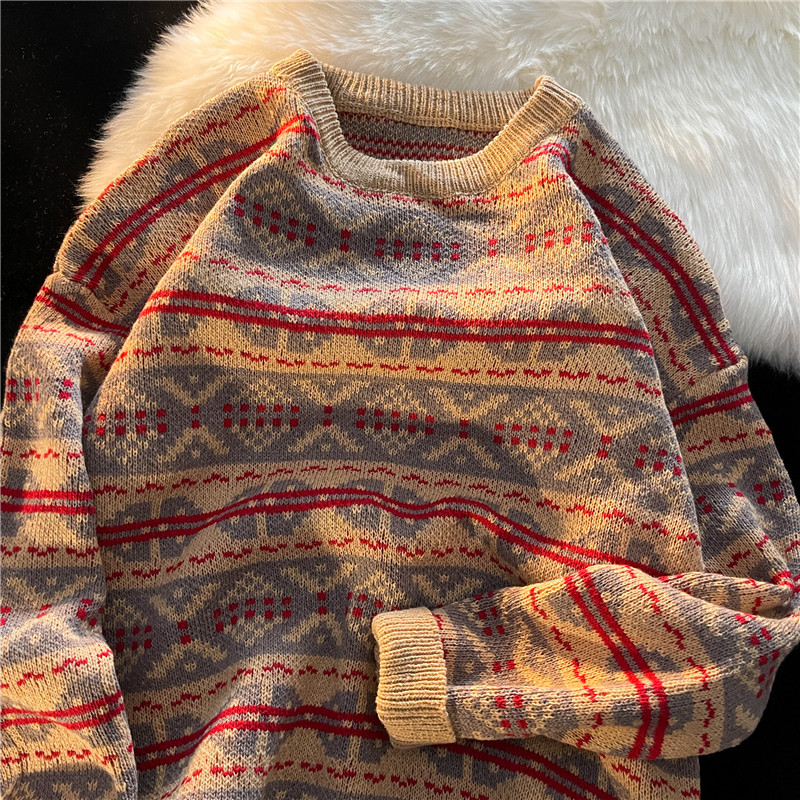 Men's Loose Retro Ethnic Leisure Warm Sweater Image 4