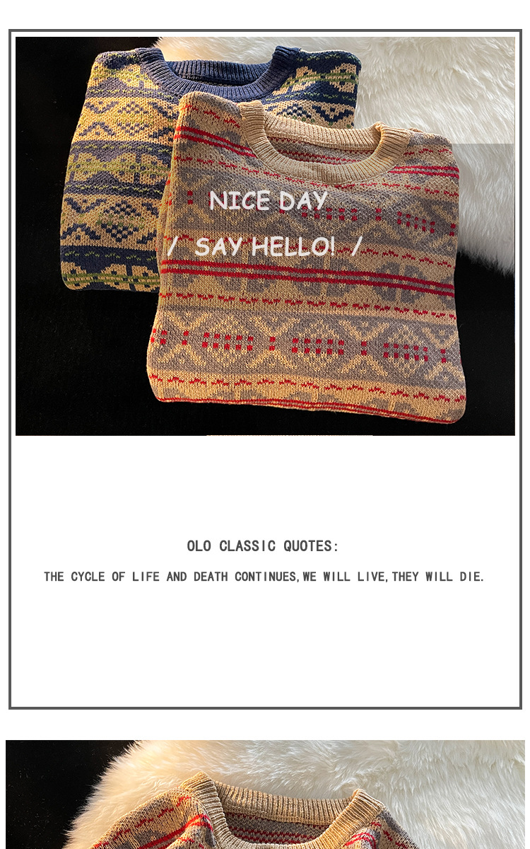 Men's Loose Retro Ethnic Leisure Warm Sweater Image 1