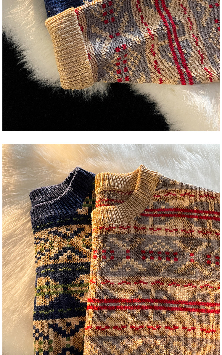 Men's Loose Retro Ethnic Leisure Warm Sweater Image 5