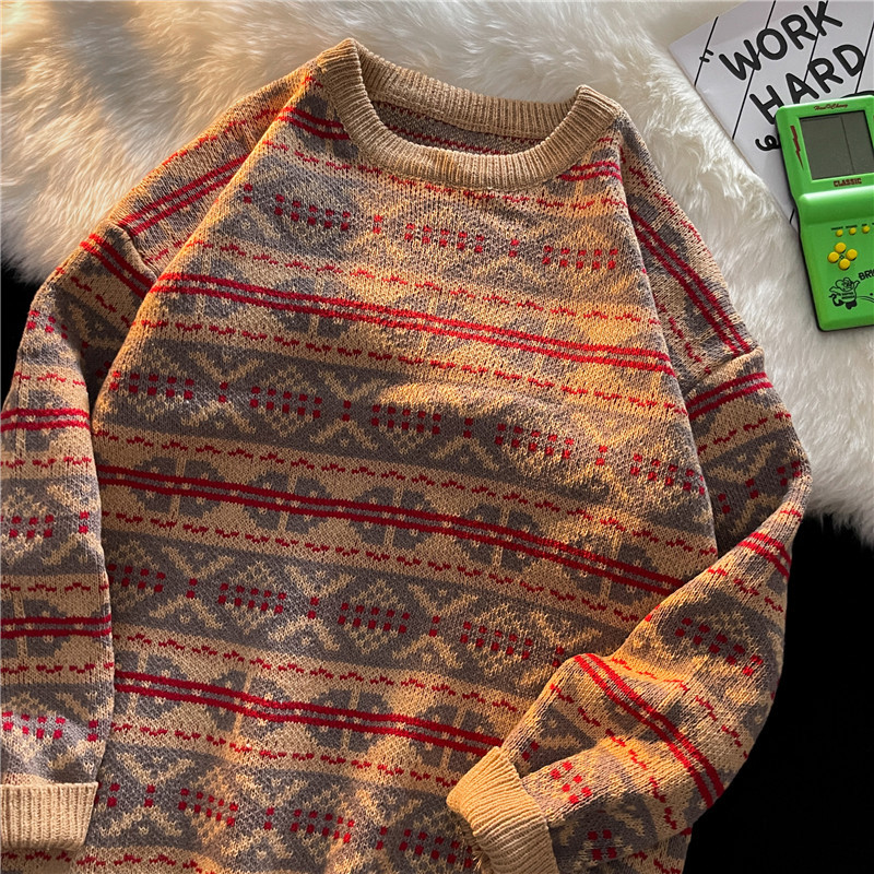 Men's Loose Retro Ethnic Leisure Warm Sweater Image 6