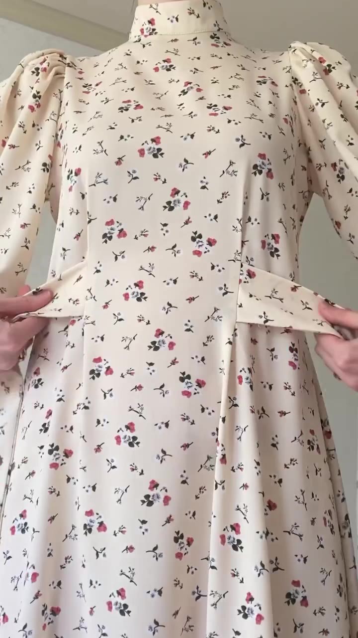 Gentle Loose Lace-up Floral Dress Image 7