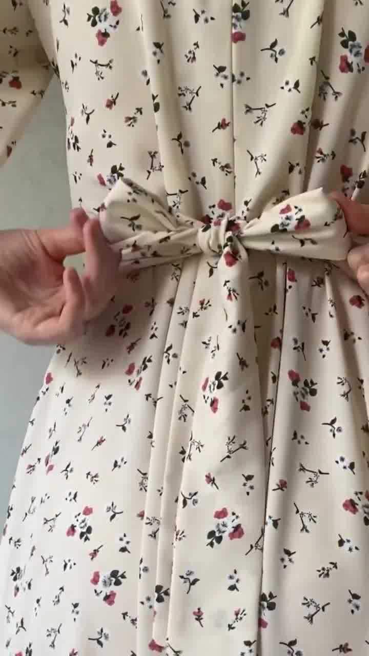 Gentle Loose Lace-up Floral Dress Image 8