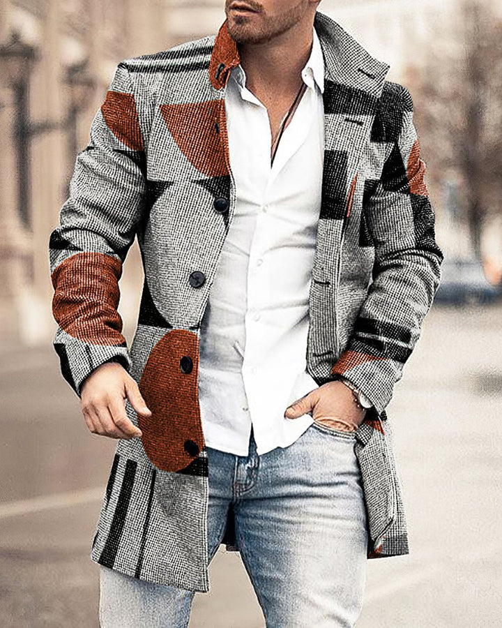Men's Woolen Stand Collar Coat