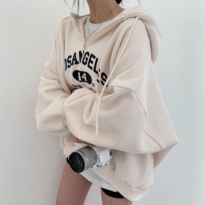 Zipper Sweater Ladies Hooded Padded Fleece Jacket Image 2