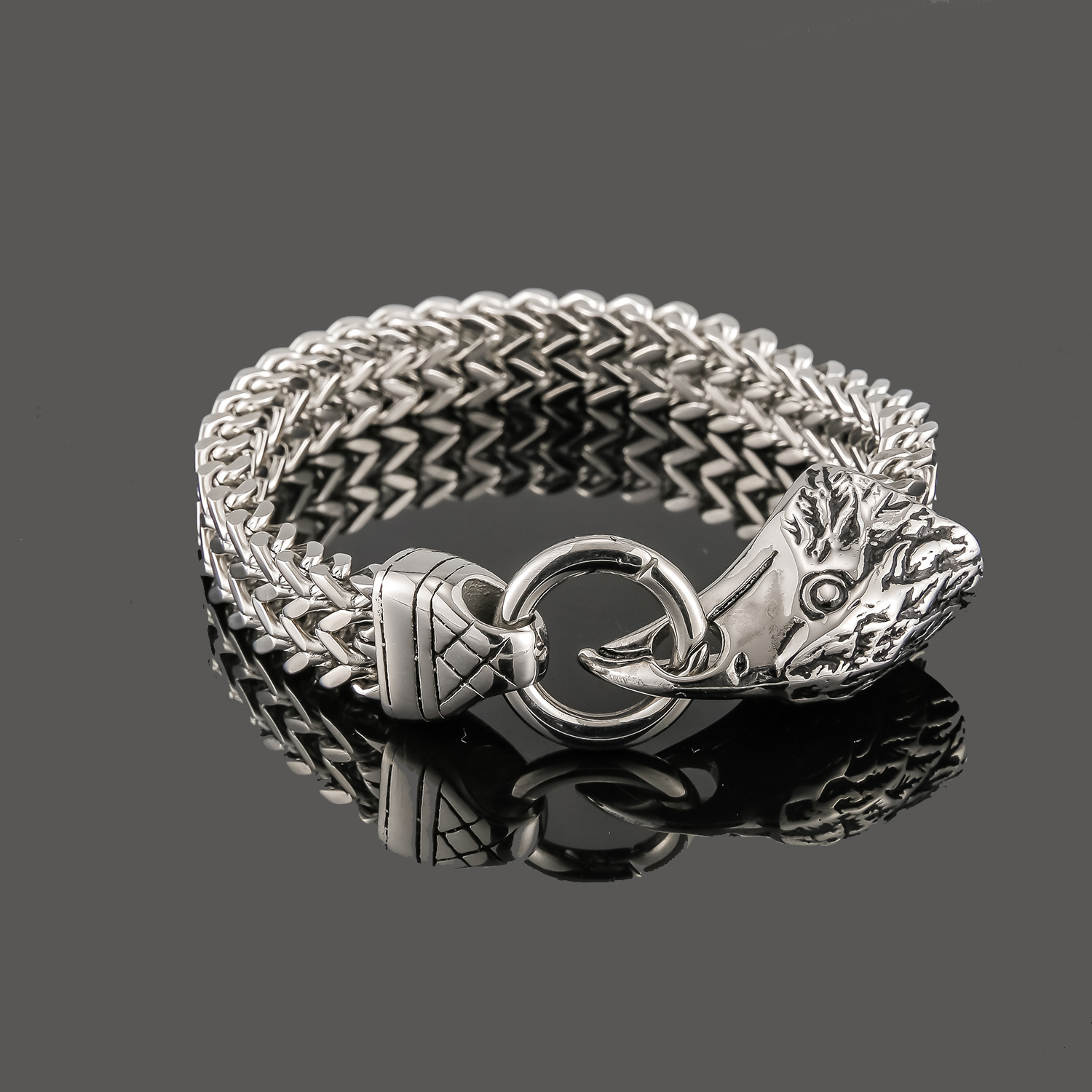 Men's Stainless Steel Eagle Head Bracelet Image 2