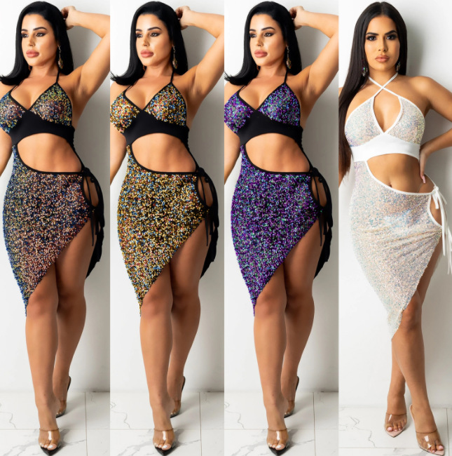 Sequin Halter Dress