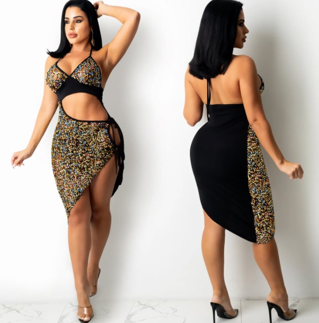 Sequin Halter Dress