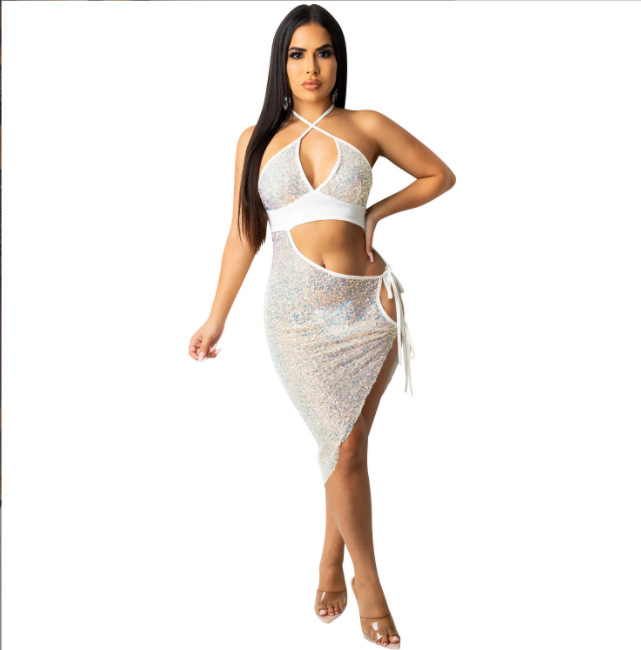 Sequin Halter Dress