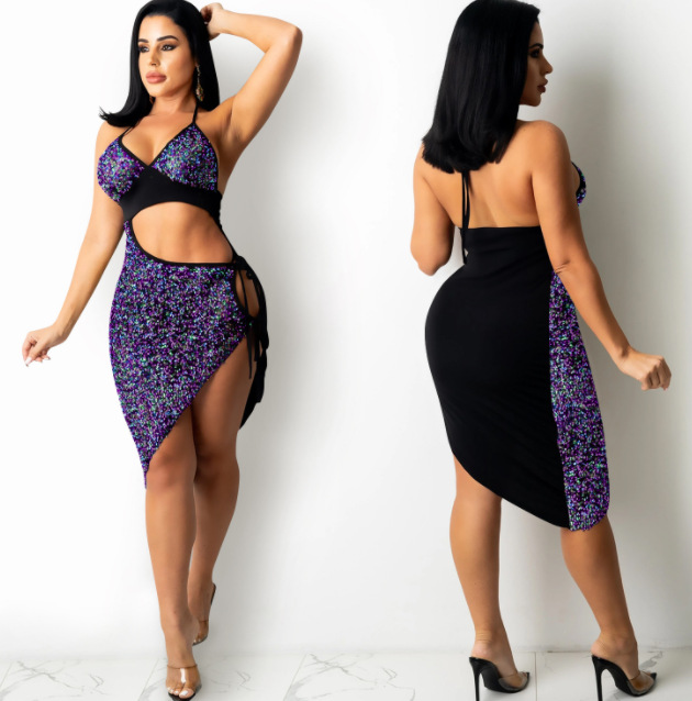 Sequin Halter Dress