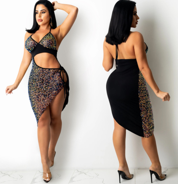 Sequin Halter Dress