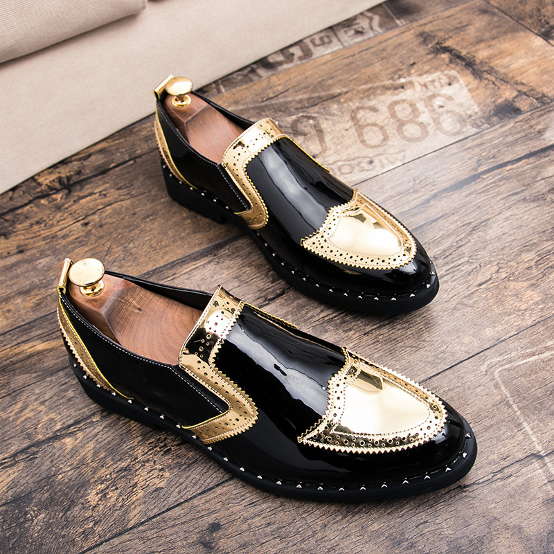 Men Casual Bright Pointed Toe British Small Leather Shoes