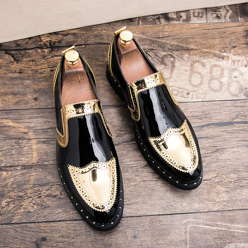 Men Casual Bright Pointed Toe British Small Leather Shoes