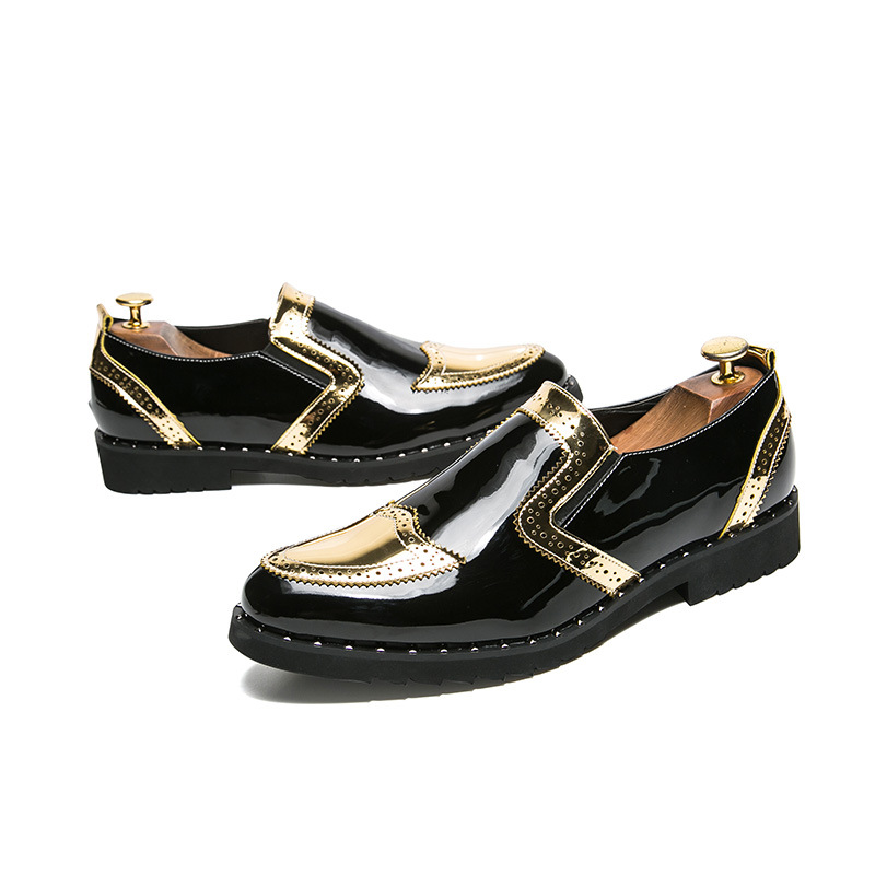 Men Casual Bright Pointed Toe British Small Leather Shoes